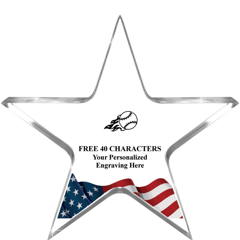5" FLAG CLEAR STAR ACR 1" TH