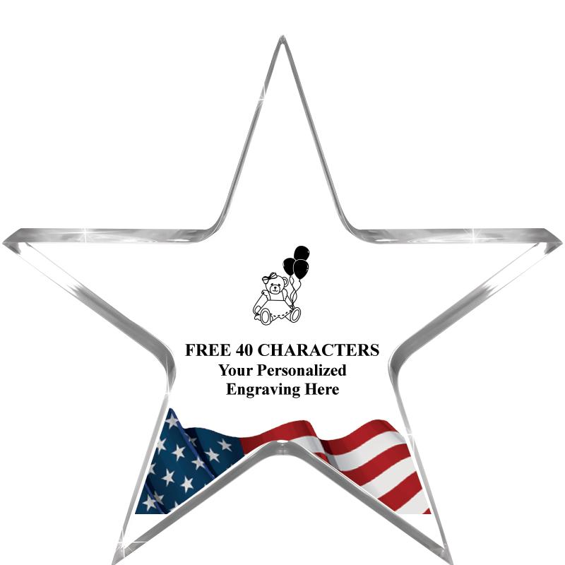 5" FLAG CLEAR STAR ACR 1" TH