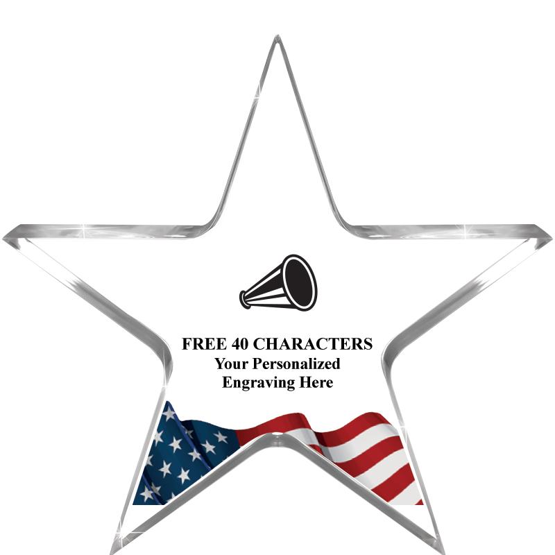 5" FLAG CLEAR STAR ACR 1" TH