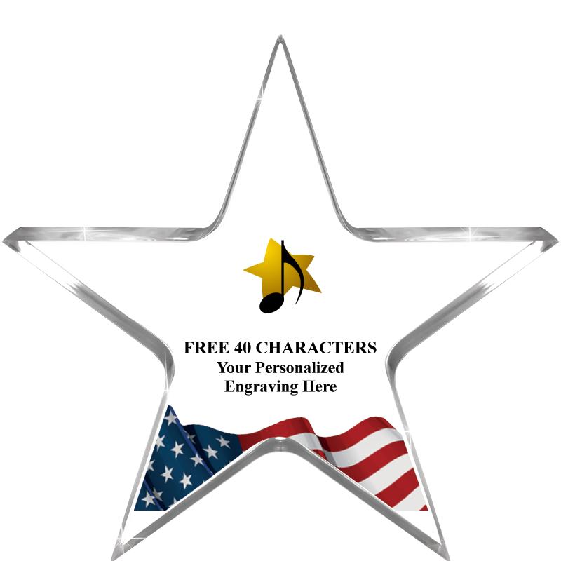 5" FLAG CLEAR STAR ACR 1" TH