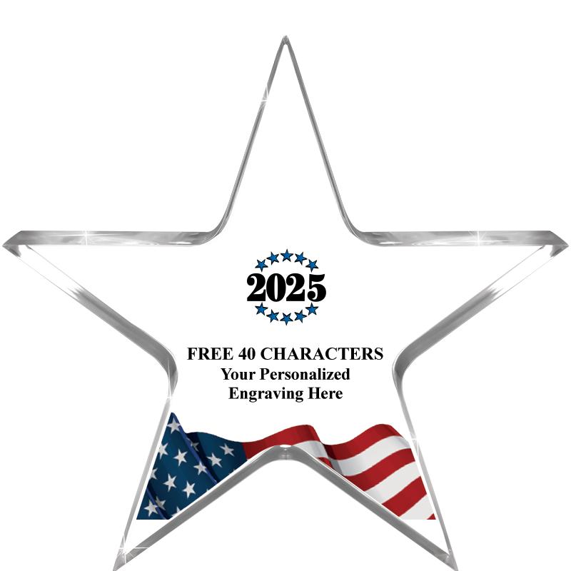 5" FLAG CLEAR STAR ACR 1" TH