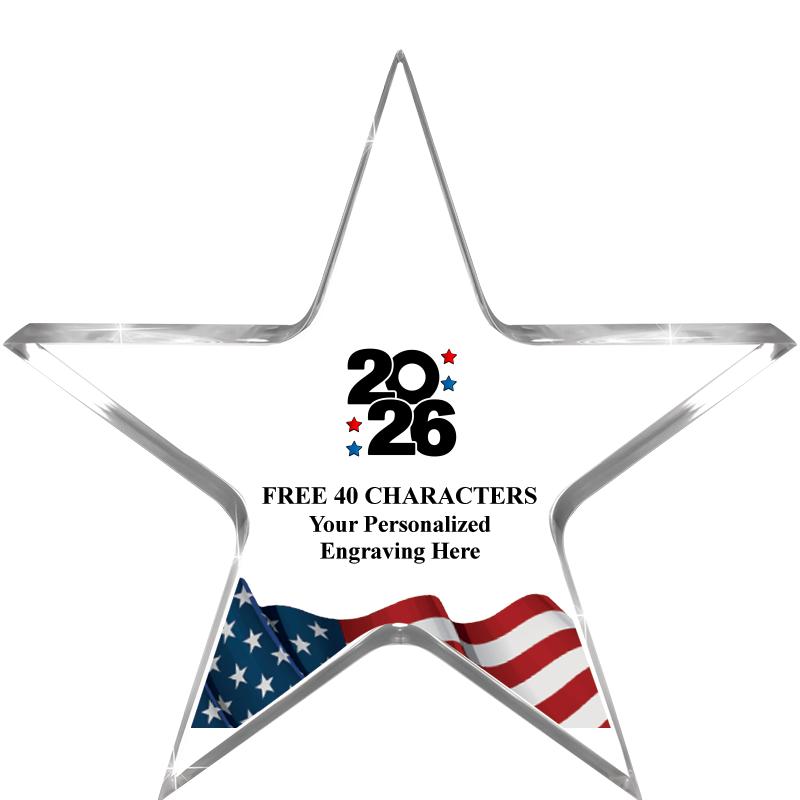 5" FLAG CLEAR STAR ACR 1" TH