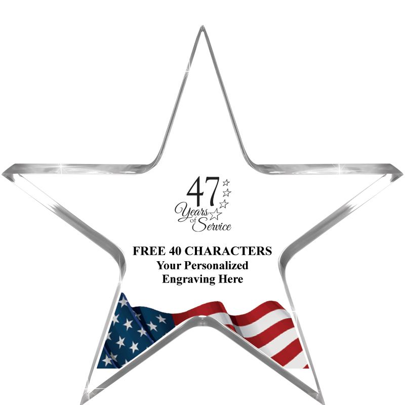 5" FLAG CLEAR STAR ACR 1" TH