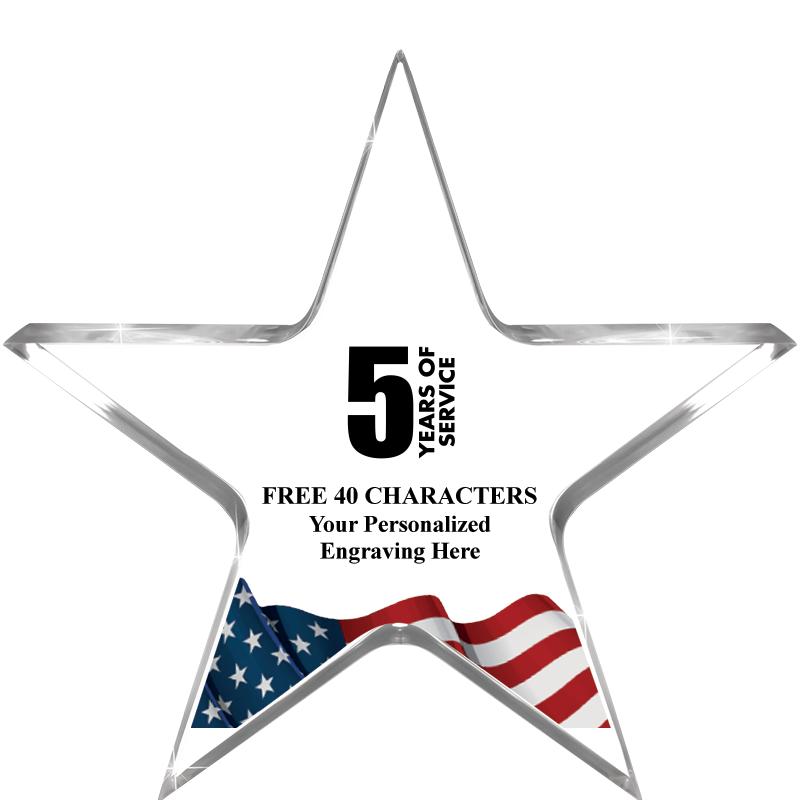 5" FLAG CLEAR STAR ACR 1" TH