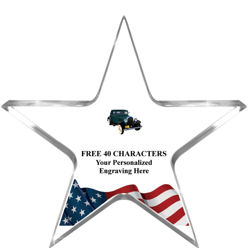 5" FLAG CLEAR STAR ACR 1" TH