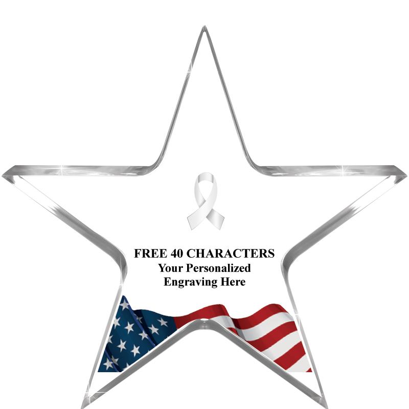5" FLAG CLEAR STAR ACR 1" TH