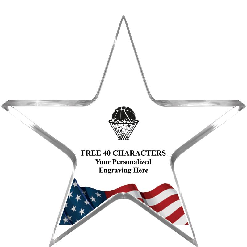 5" FLAG CLEAR STAR ACR 1" TH