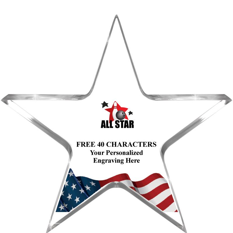 5" FLAG CLEAR STAR ACR 1" TH