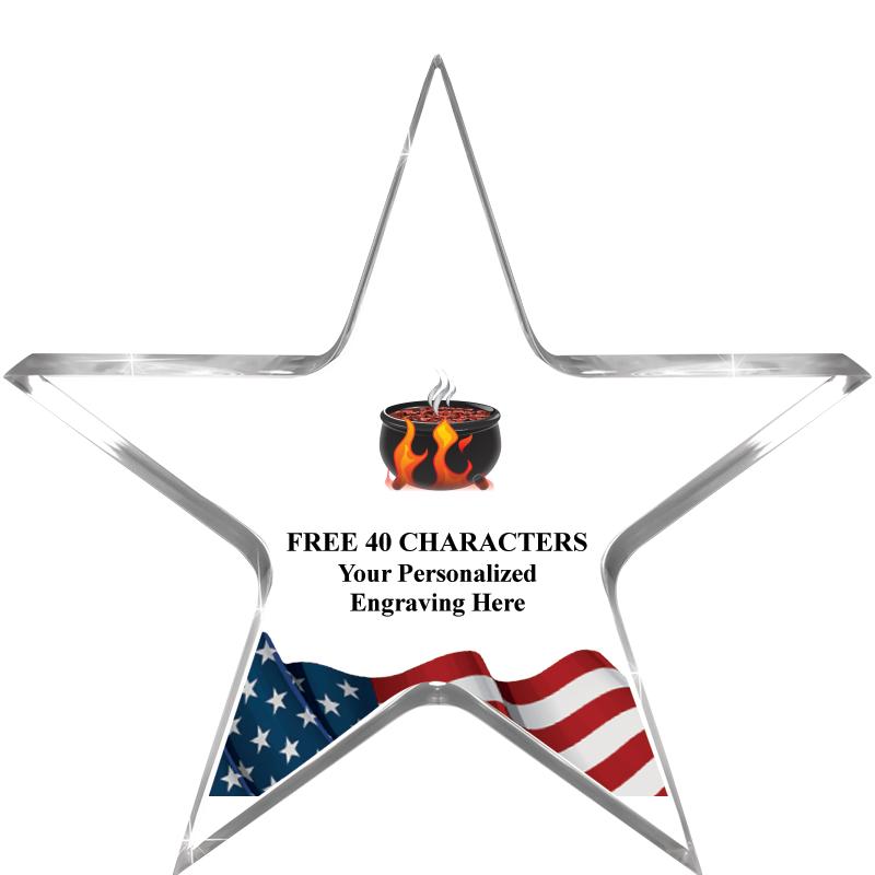 5" FLAG CLEAR STAR ACR 1" TH