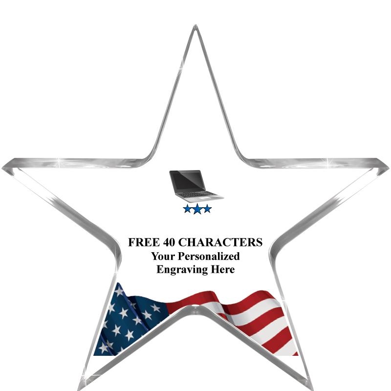 5" FLAG CLEAR STAR ACR 1" TH