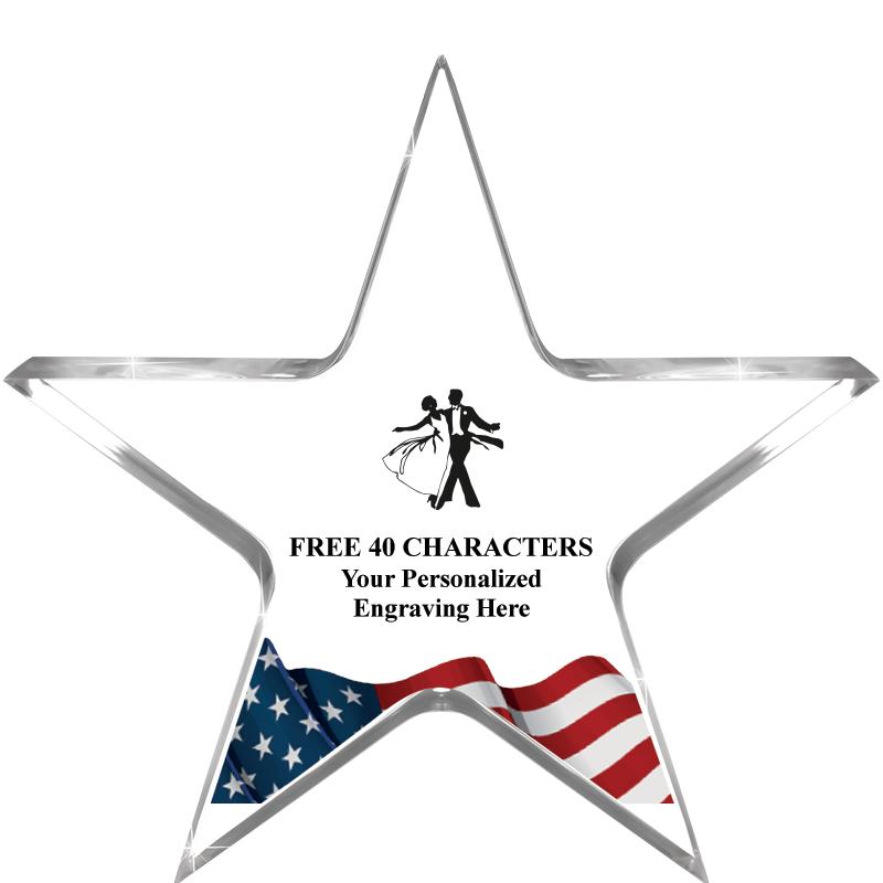 5" FLAG CLEAR STAR ACR 1" TH