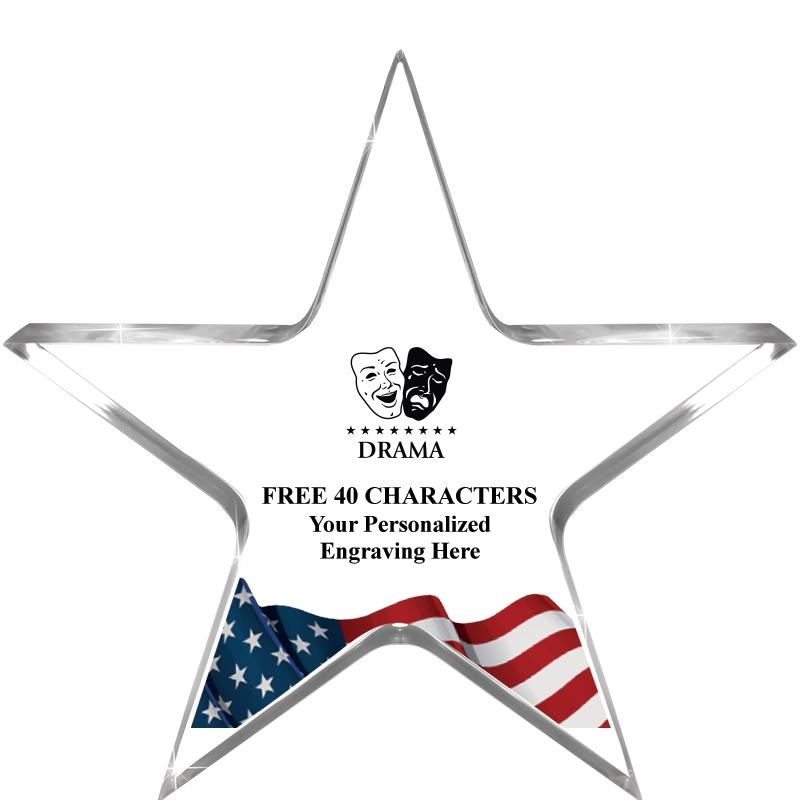 5" FLAG CLEAR STAR ACR 1" TH