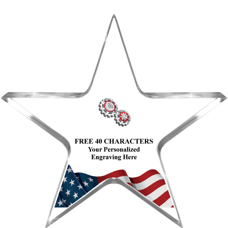5" FLAG CLEAR STAR ACR 1" TH