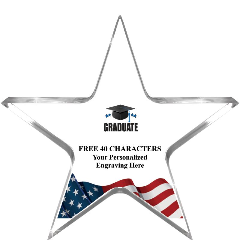 5" FLAG CLEAR STAR ACR 1" TH