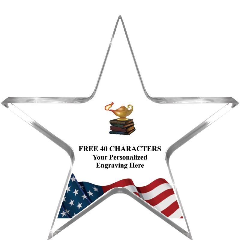 5" FLAG CLEAR STAR ACR 1" TH
