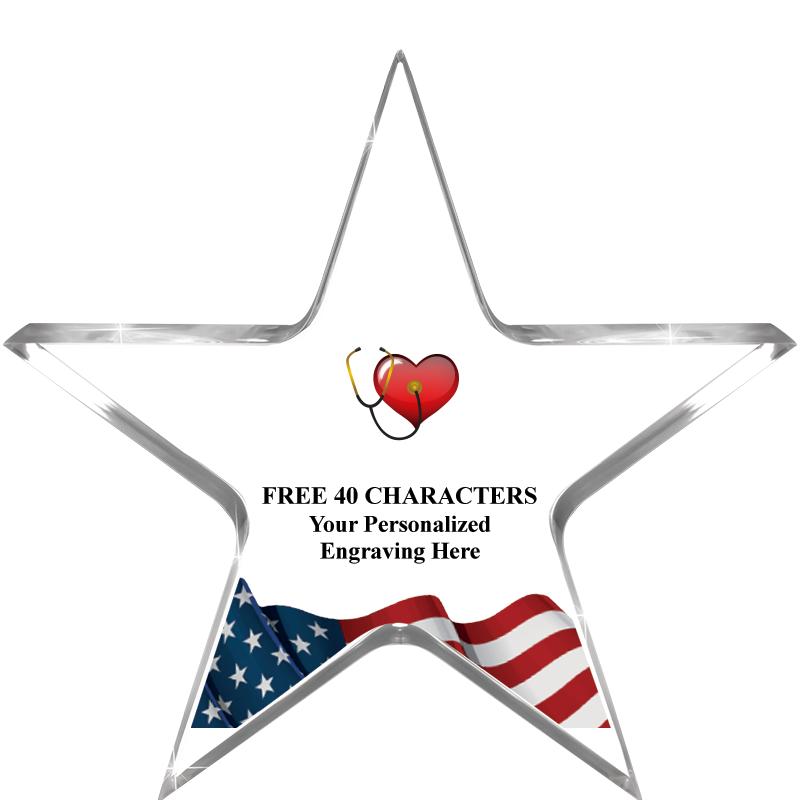 5" FLAG CLEAR STAR ACR 1" TH