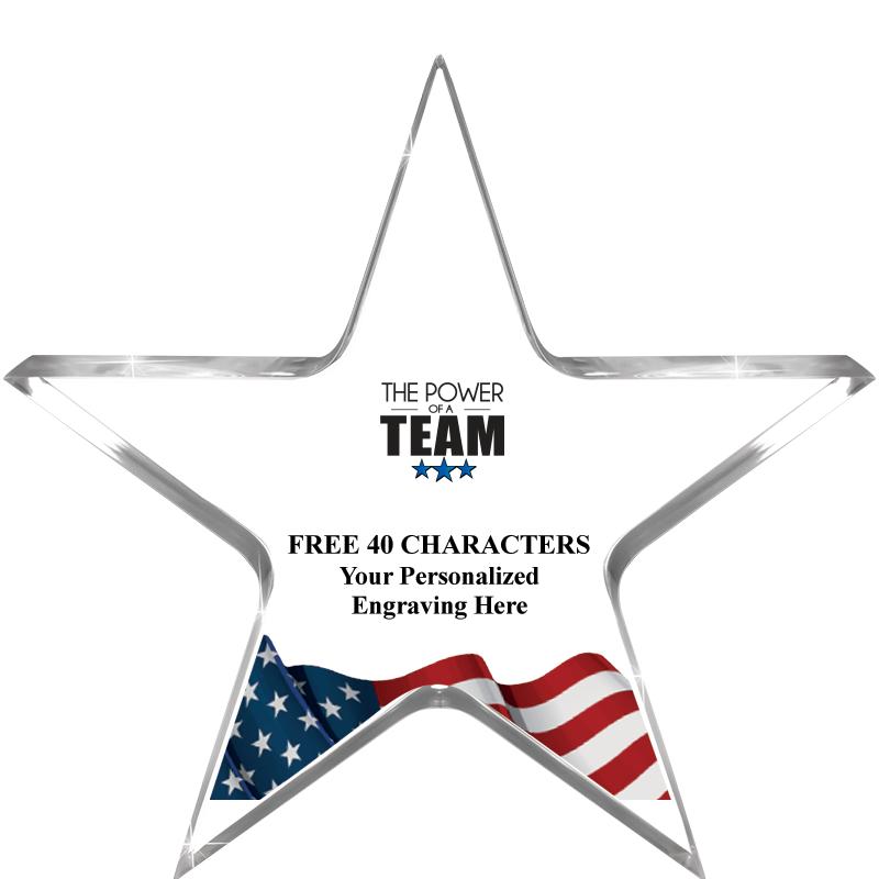 5" FLAG CLEAR STAR ACR 1" TH