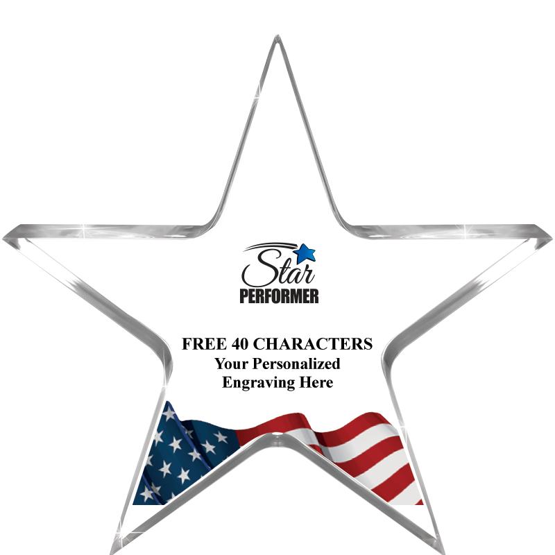 5" FLAG CLEAR STAR ACR 1" TH