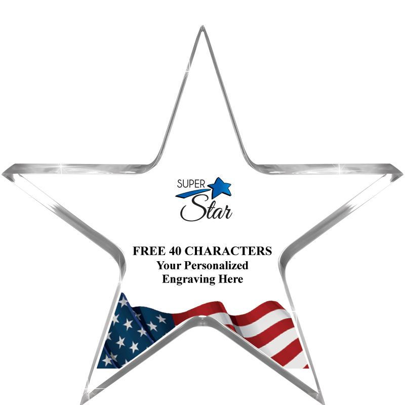 5" FLAG CLEAR STAR ACR 1" TH