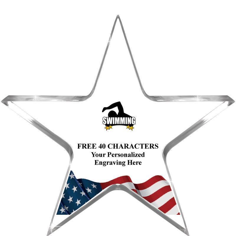 5" FLAG CLEAR STAR ACR 1" TH