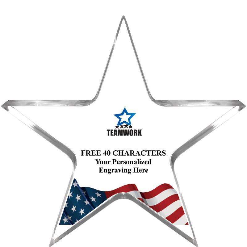 5" FLAG CLEAR STAR ACR 1" TH