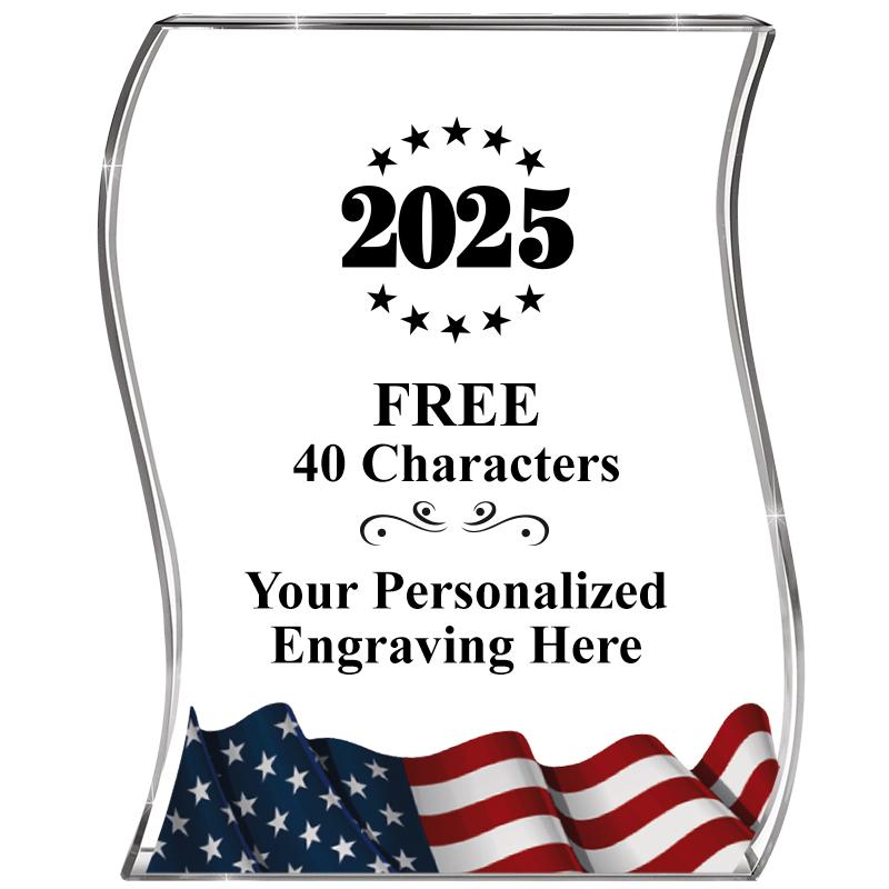 4" FLAG WAVE ACRYLIC