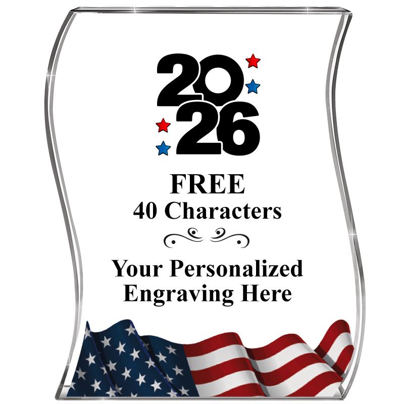 4" FLAG WAVE ACRYLIC