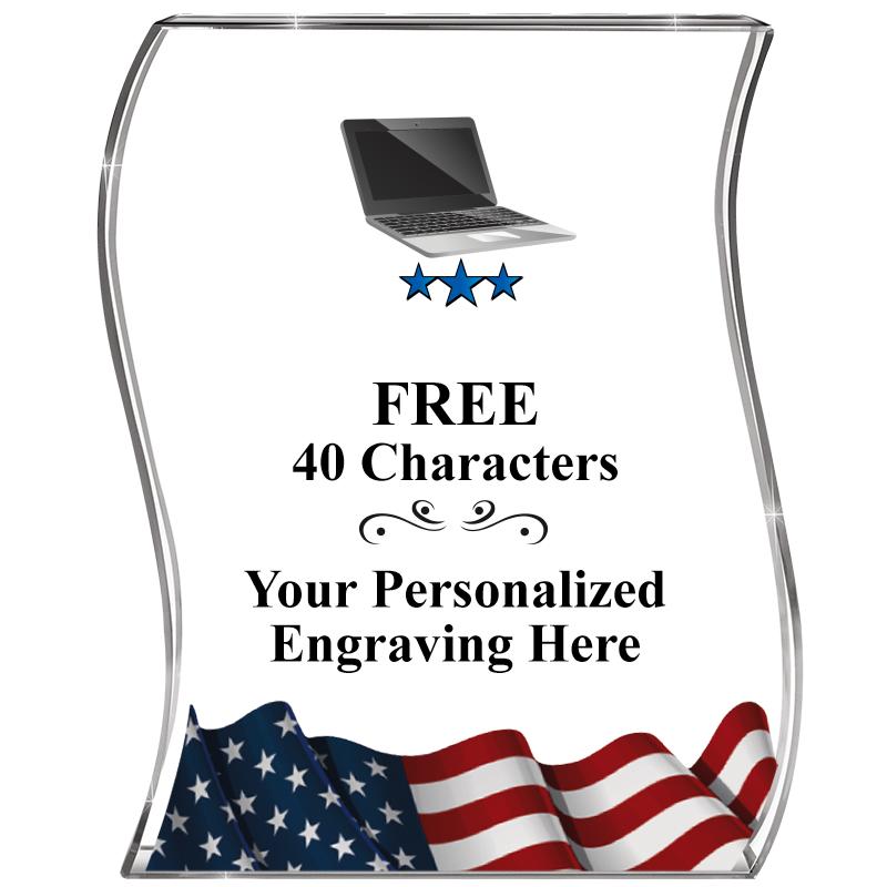 4" FLAG WAVE ACRYLIC