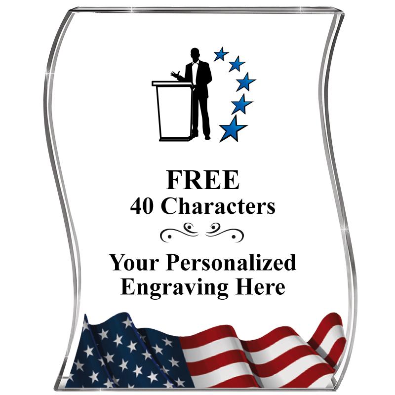 4" FLAG WAVE ACRYLIC