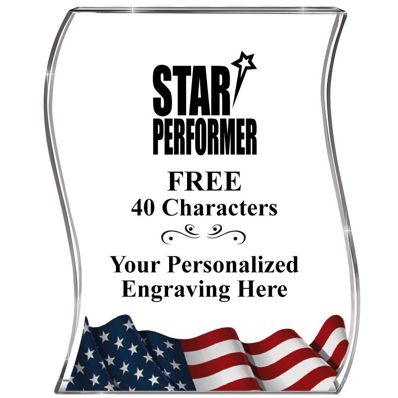 4" FLAG WAVE ACRYLIC