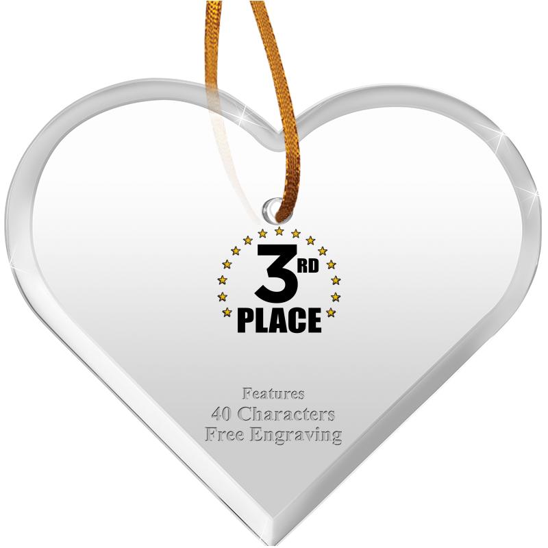 3 1/2"X 3" HEART ACRYLIC ORNAM