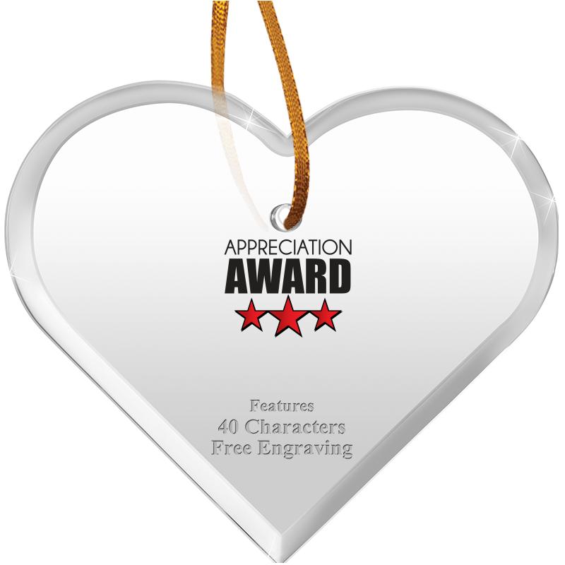 3 1/2"X 3" HEART ACRYLIC ORNAM