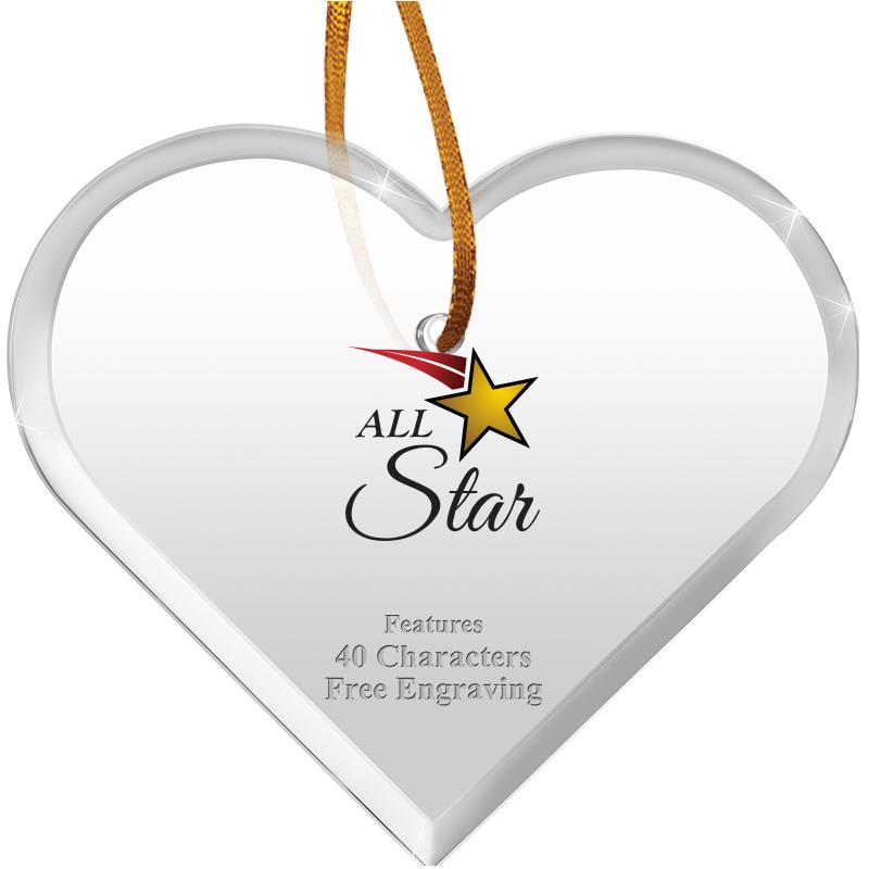 3 1/2"X 3" HEART ACRYLIC ORNAM