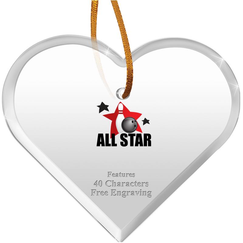 3 1/2"X 3" HEART ACRYLIC ORNAM