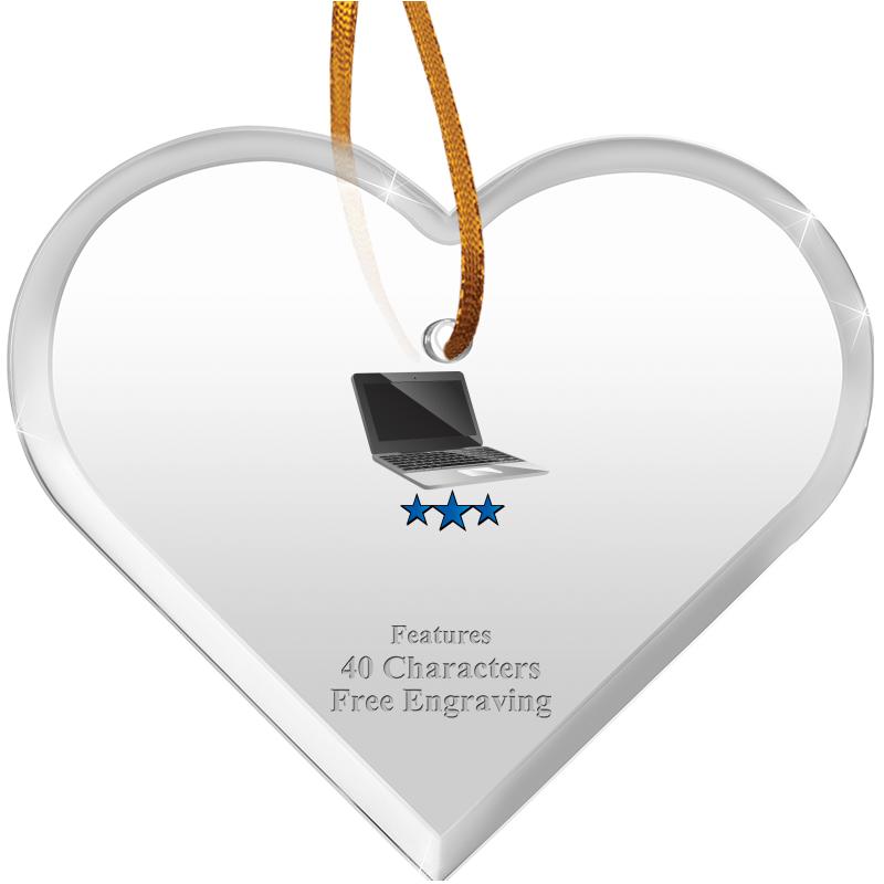 3 1/2"X 3" HEART ACRYLIC ORNAM