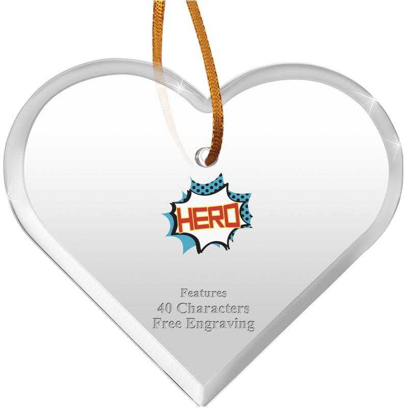 3 1/2"X 3" HEART ACRYLIC ORNAM