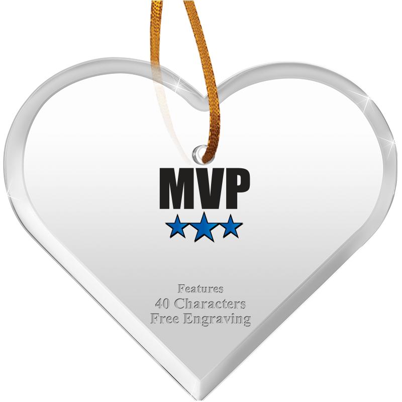 3 1/2"X 3" HEART ACRYLIC ORNAM