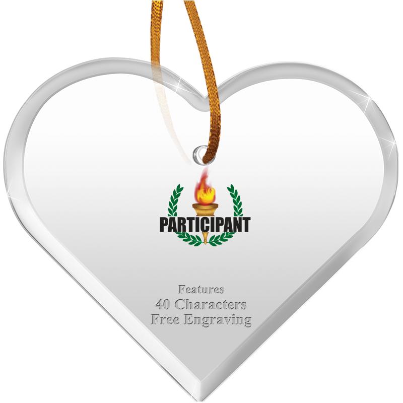 3 1/2"X 3" HEART ACRYLIC ORNAM