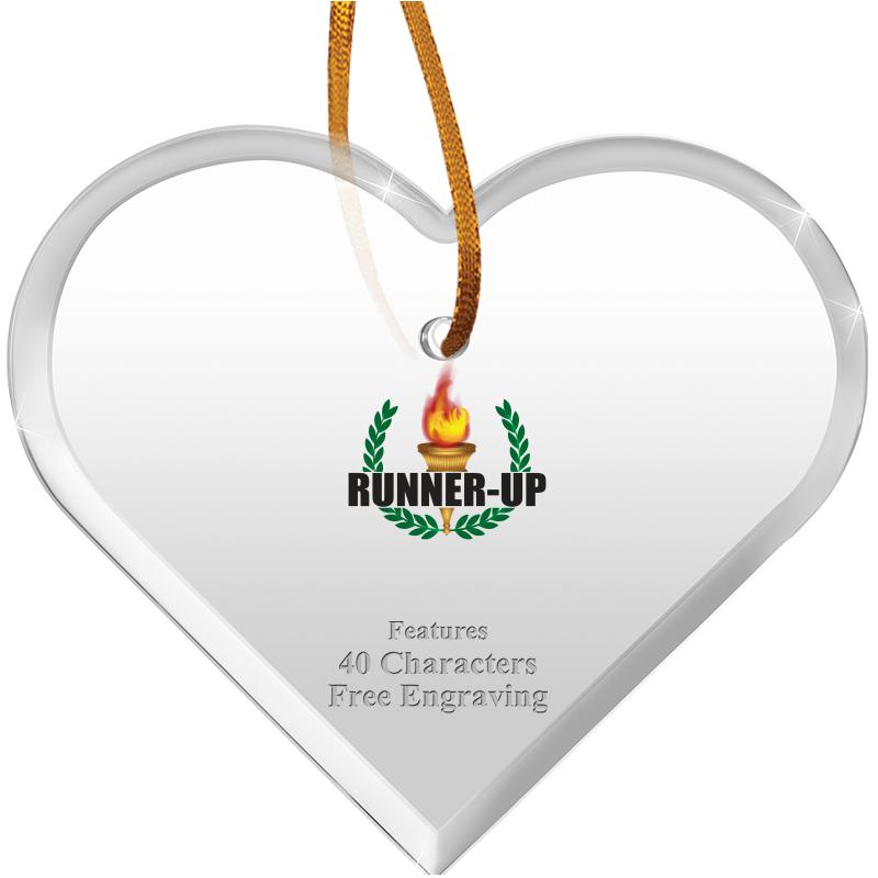 3 1/2"X 3" HEART ACRYLIC ORNAM