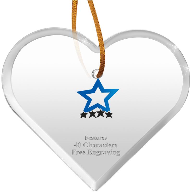 3 1/2"X 3" HEART ACRYLIC ORNAM