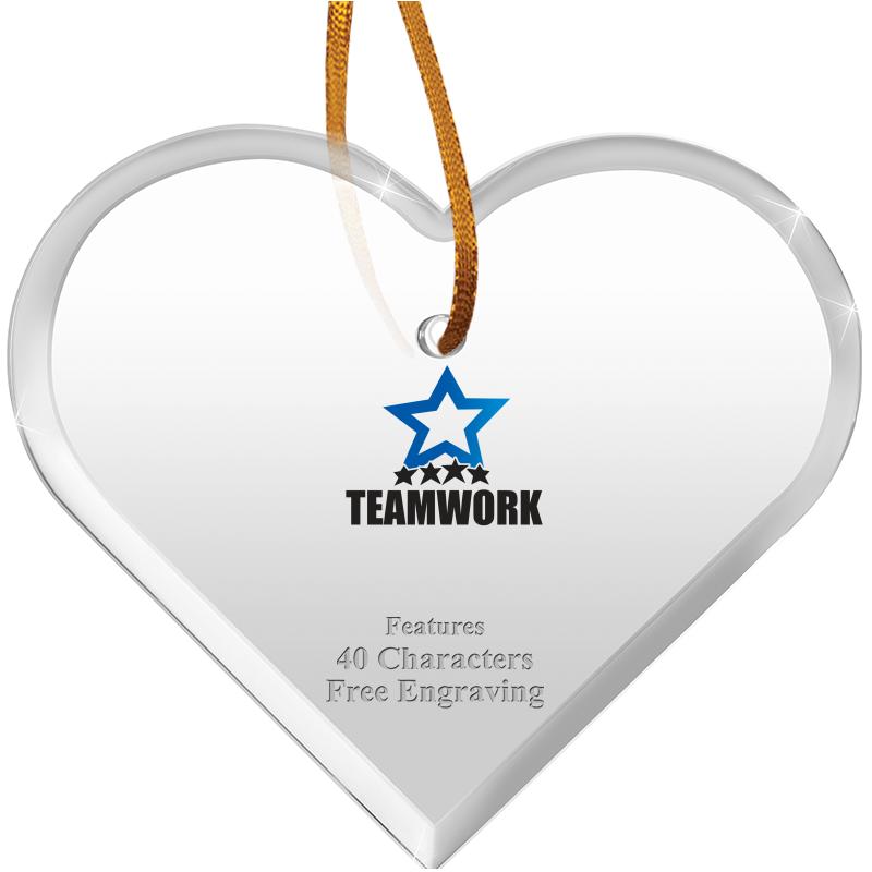 3 1/2"X 3" HEART ACRYLIC ORNAM