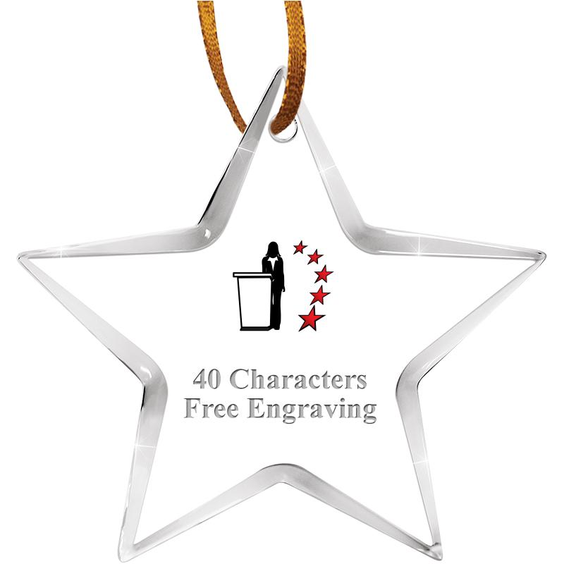3 1/2" STAR ACRYLIC ORNAMENT