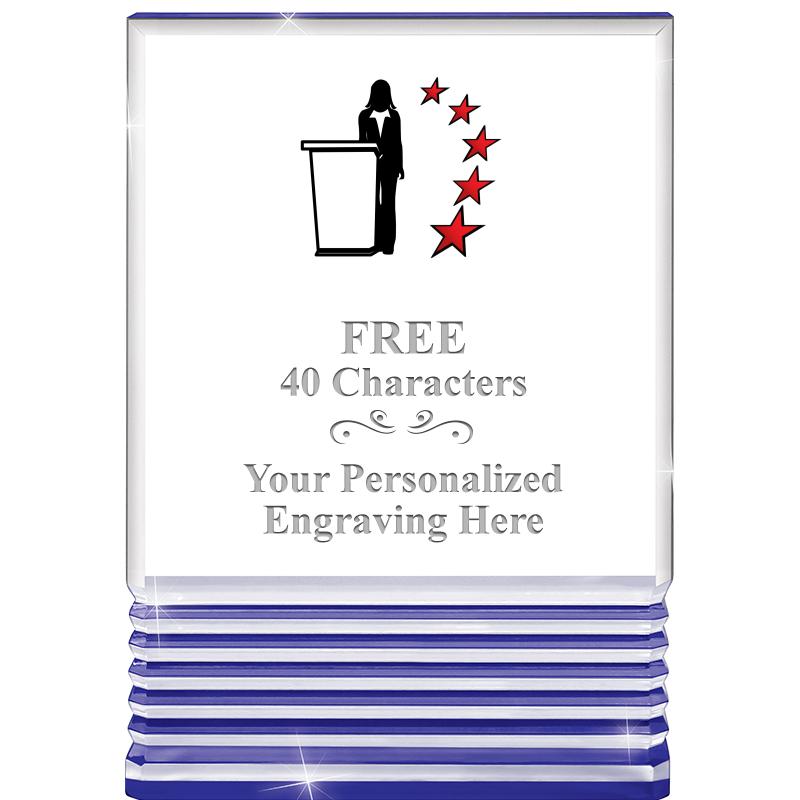 3.5"x5"BLUE ROCKWELL ACRYLIC