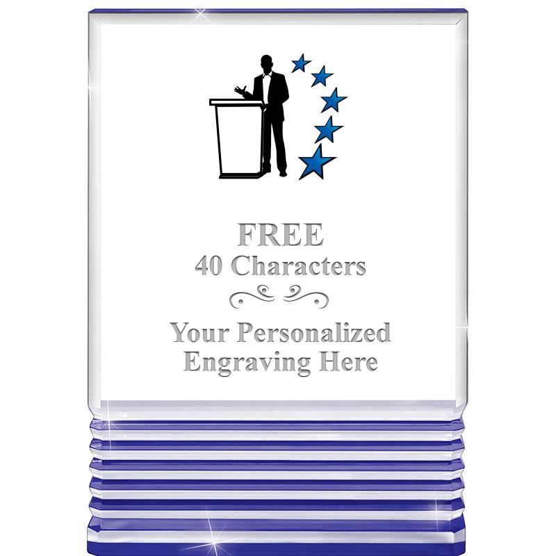 3.5"x5"BLUE ROCKWELL ACRYLIC