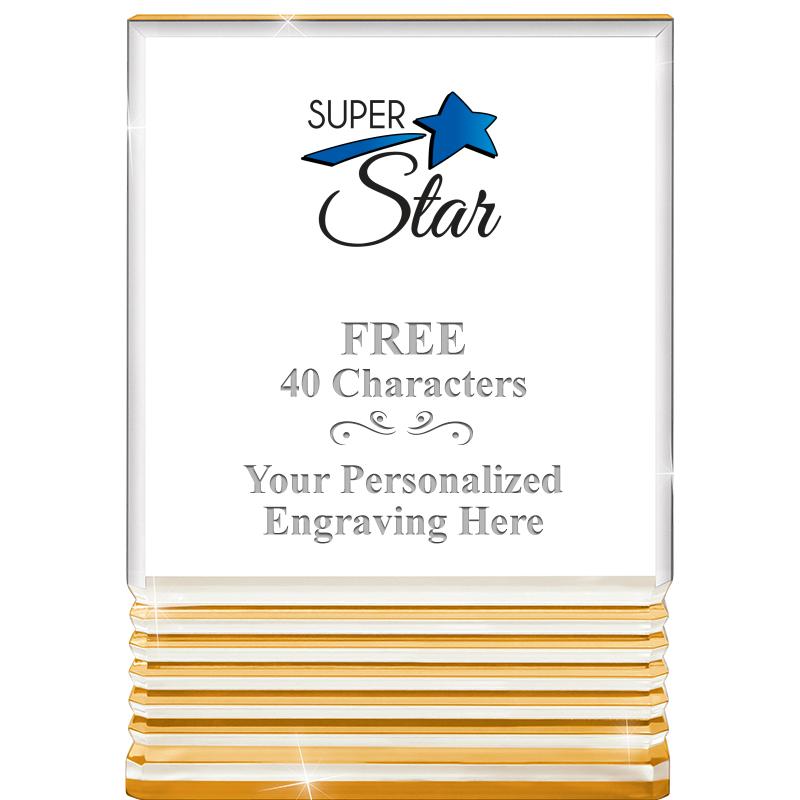 3.5"x5"GOLD ROCKWELL ACRYLIC