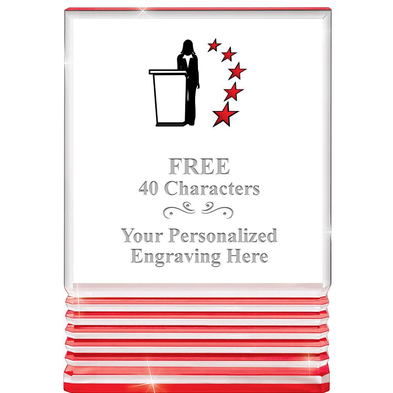 3.5"x5"RED ROCKWELL ACRYLIC