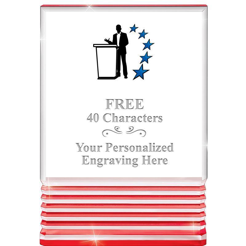 3.5"x5"RED ROCKWELL ACRYLIC