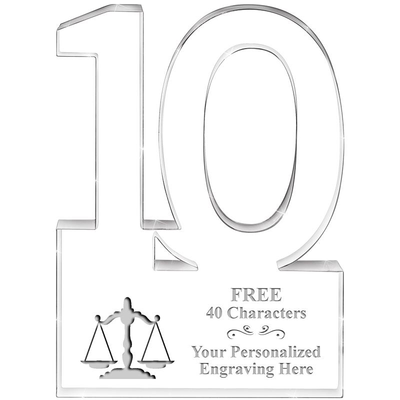 6" 10 YEARS OF SERVICE ACRYLIC