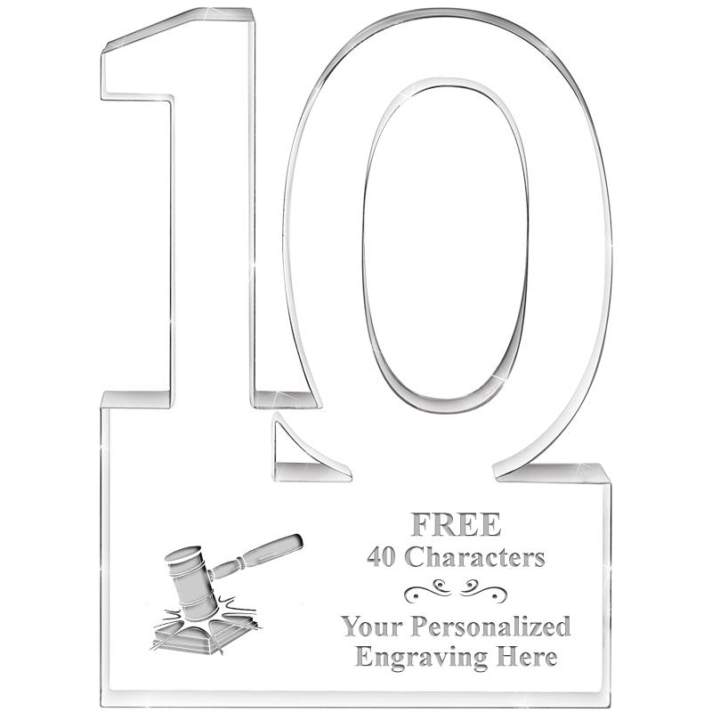 6" 10 YEARS OF SERVICE ACRYLIC