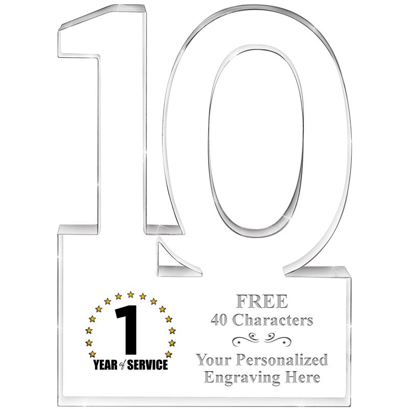 6" 10 YEARS OF SERVICE ACRYLIC